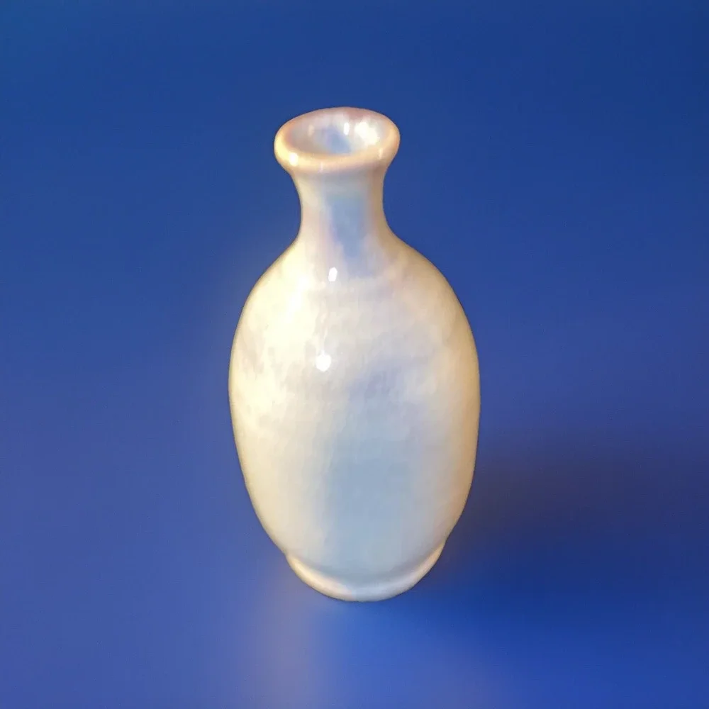 Art Pottery Vase Handmade Artist‎ Signed Grey Blue Cerulean 6.25